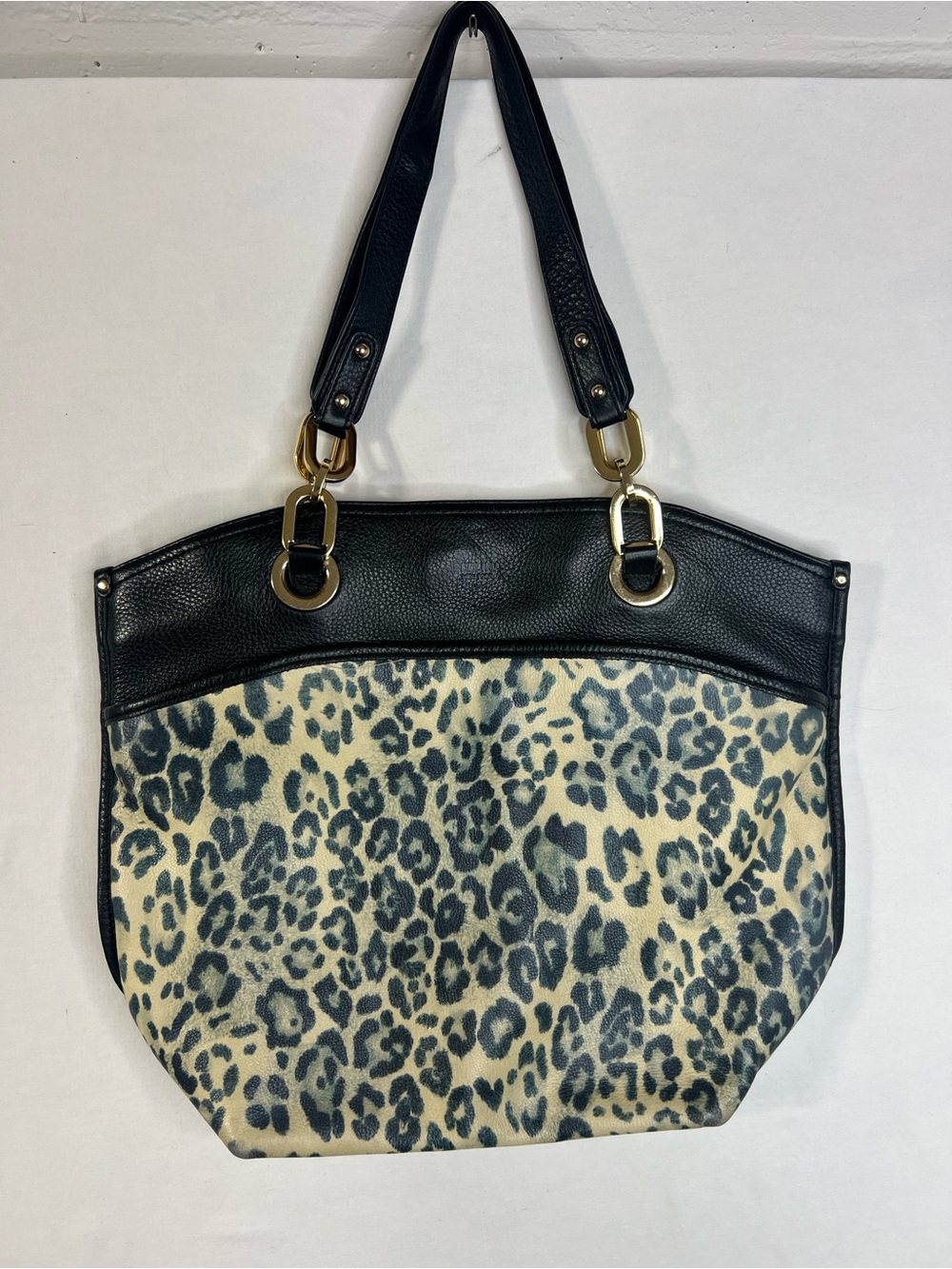 Y2K Perlina Genuine Leather Leopard Print Shoulder Bag / Tote